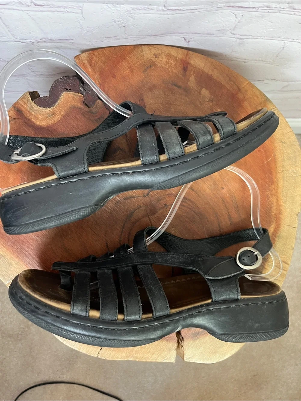 Dansko Black Leather Evita Sandals